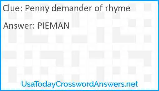 Penny demander of rhyme Answer