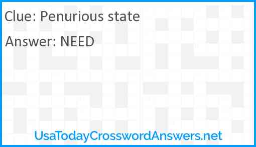 Penurious state Answer