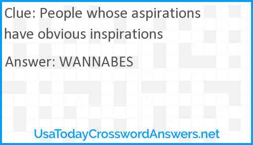 People whose aspirations have obvious inspirations Answer