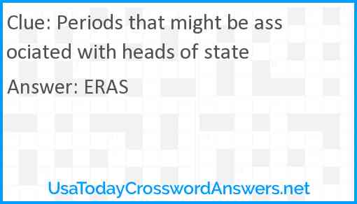 Periods that might be associated with heads of state Answer