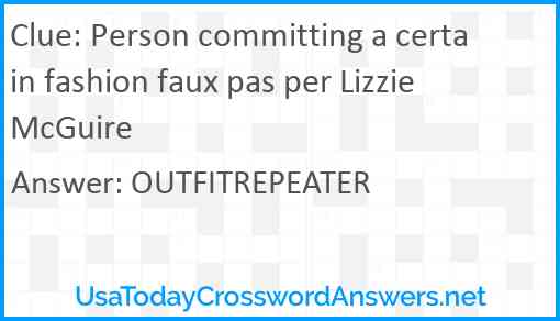 Person committing a certain fashion faux pas per Lizzie McGuire Answer