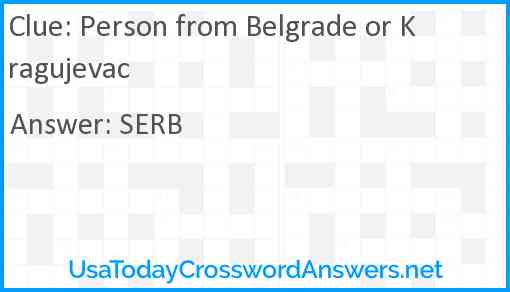 Person from Belgrade or Kragujevac Answer