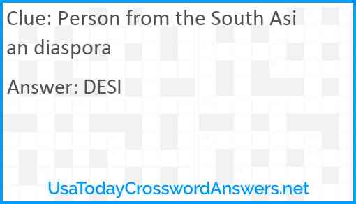 Person from the South Asian diaspora Answer