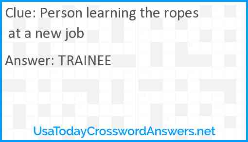 Person learning the ropes at a new job Answer