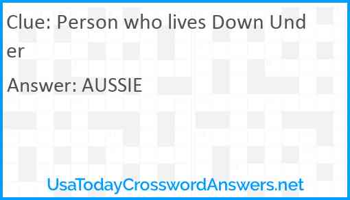 Person who lives Down Under Answer