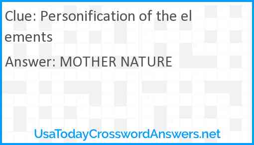 Personification of the elements Answer