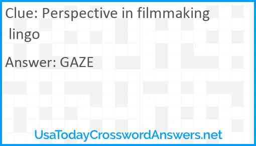 Perspective in filmmaking lingo Answer