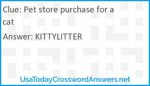 Pet store purchase for a cat Answer