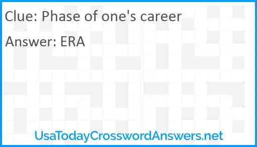 Phase of one's career Answer