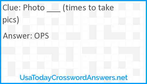 Photo ___ (times to take pics) Answer