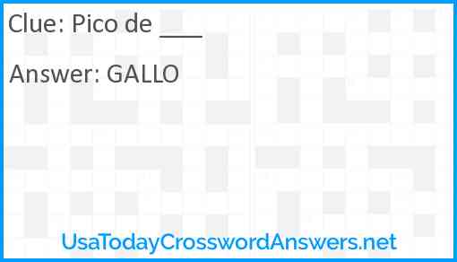Pico de ___ Answer