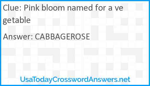 Pink bloom named for a vegetable Answer