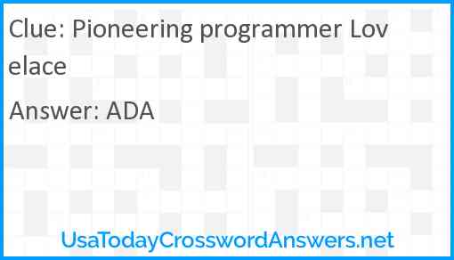 Pioneering programmer Lovelace Answer