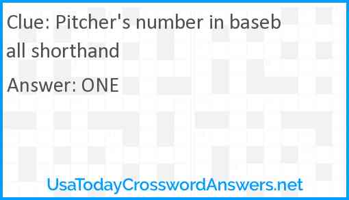 Pitcher's number in baseball shorthand Answer