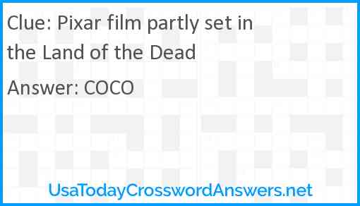 Pixar film partly set in the Land of the Dead Answer