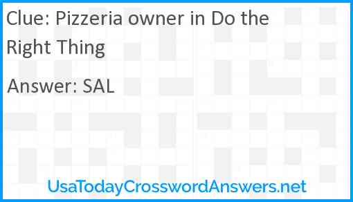 Pizzeria owner in Do the Right Thing Answer