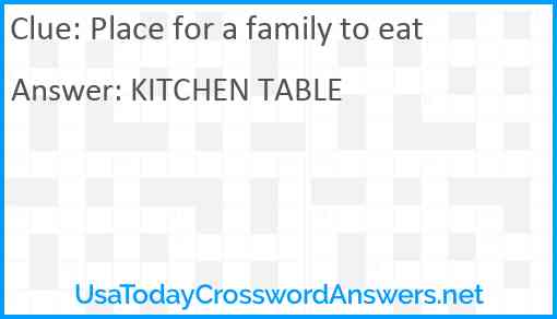 Place for a family to eat Answer