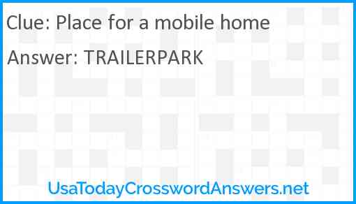 Place for a mobile home Answer