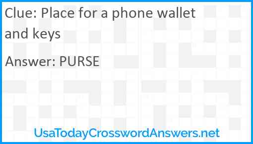 Place for a phone wallet and keys Answer