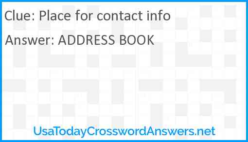 Place for contact info Answer