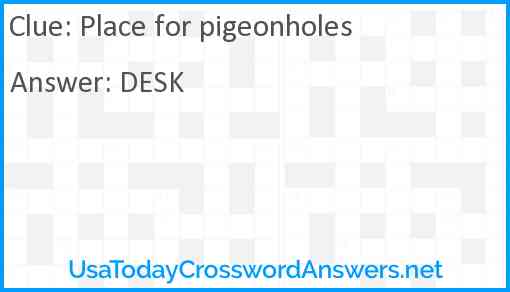 Place for pigeonholes Answer