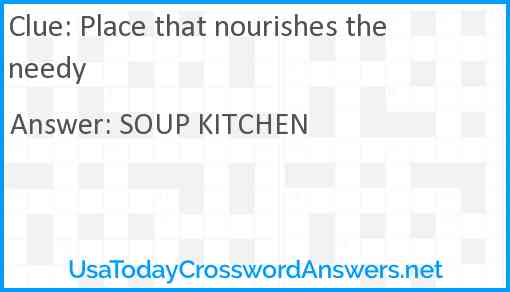 Place that nourishes the needy Answer