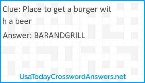 Place to get a burger with a beer Answer