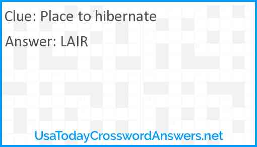 Place to hibernate Answer