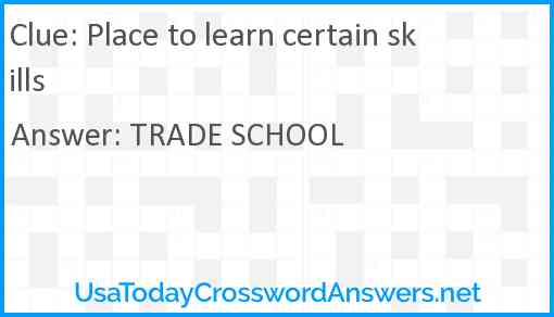 Place to learn certain skills Answer