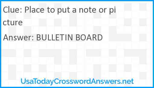 Place to put a note or picture Answer