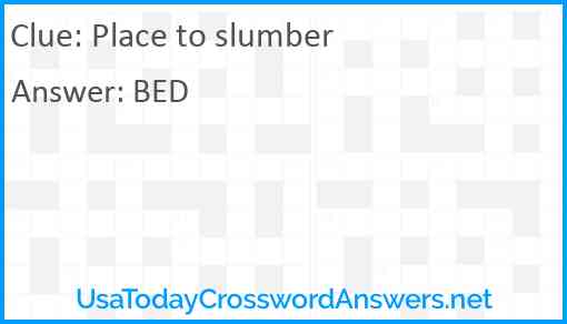 Place to slumber Answer