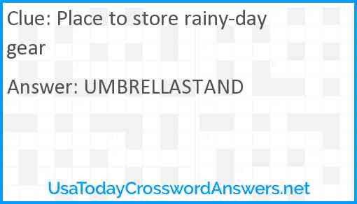 Place to store rainy-day gear Answer