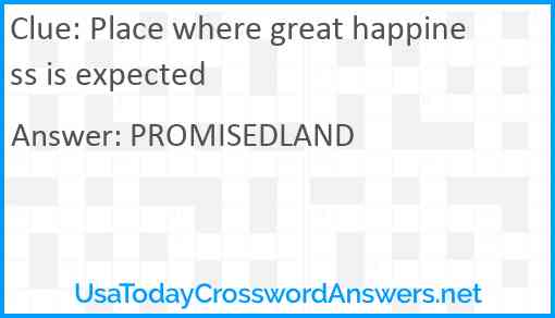 Place where great happiness is expected Answer
