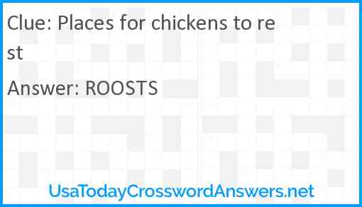 Places for chickens to rest Answer