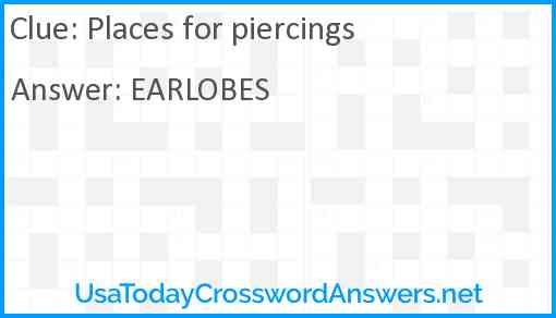 Places for piercings Answer