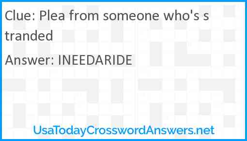 Plea from someone who's stranded Answer