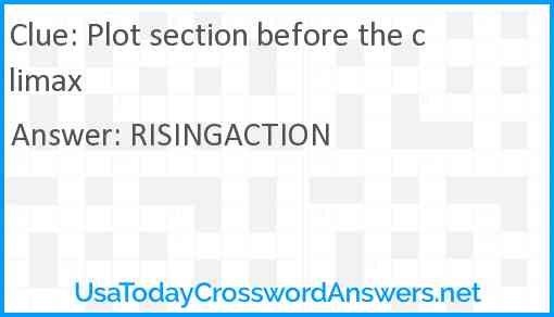 Plot section before the climax Answer