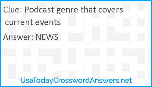 Podcast genre that covers current events Answer