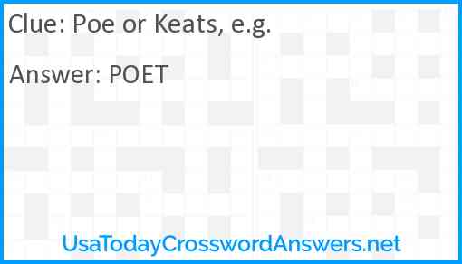 Poe or Keats, e.g. Answer