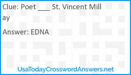 Poet ___ St. Vincent Millay Answer