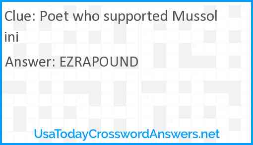 Poet who supported Mussolini Answer