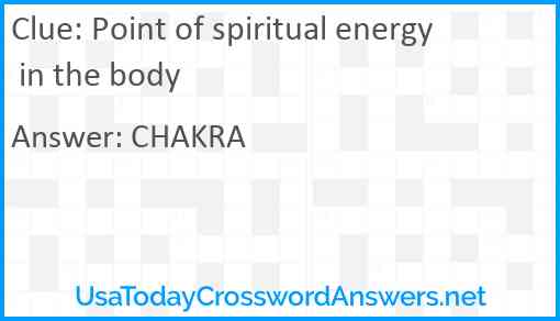 Point of spiritual energy in the body Answer