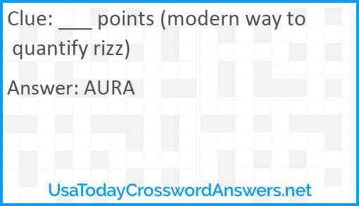 ___ points (modern way to quantify rizz) Answer