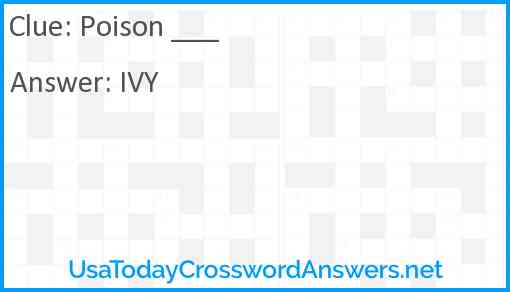 Poison ___ Answer