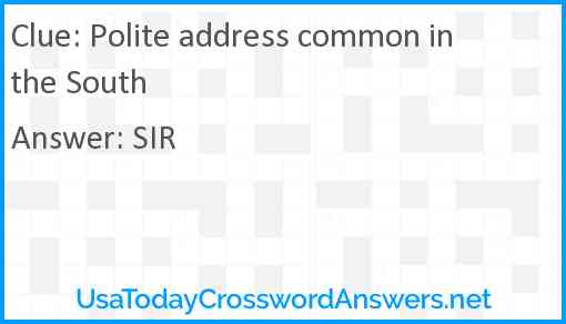 Polite address common in the South Answer