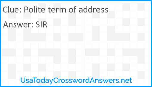 Polite term of address Answer