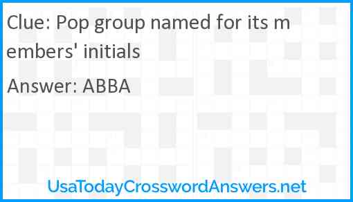 Pop group named for its members' initials Answer