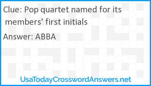 Pop quartet named for its members' first initials Answer