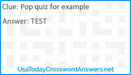 Pop quiz for example Answer