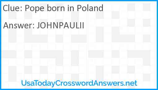 Pope born in Poland Answer